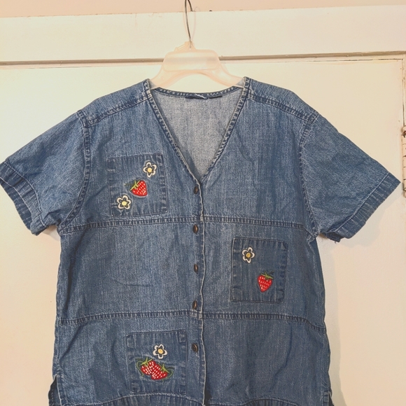Vintage Jane Ashley Cottage Core Top Large Denim - Picture 6 of 6